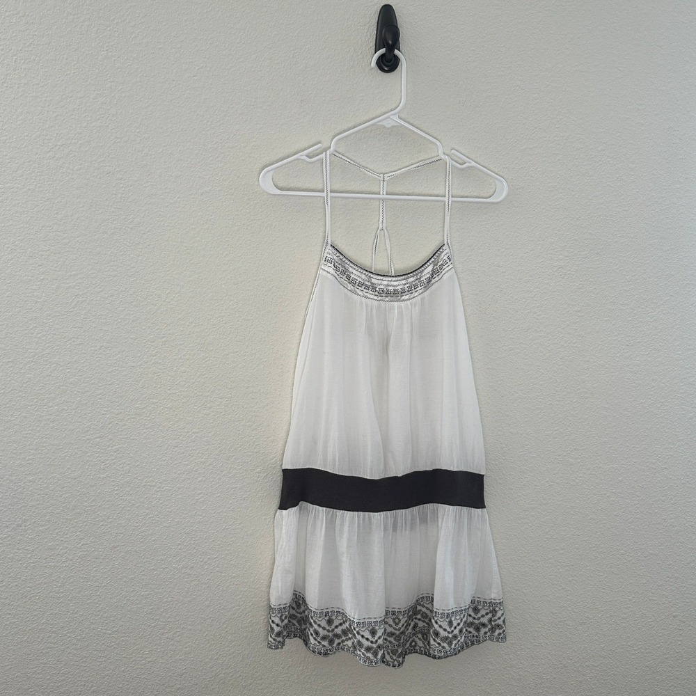 Forever 21 Y2K Womens White Embroidered T-Back Top Boho Summer